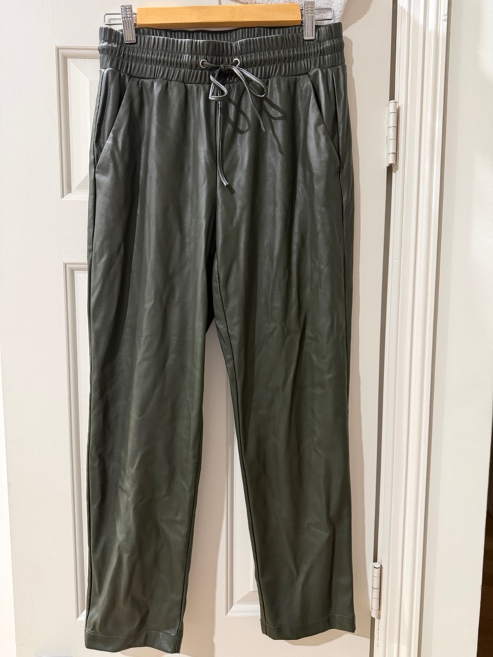 LOFT Olive Green Faux Leather Jogger Pants